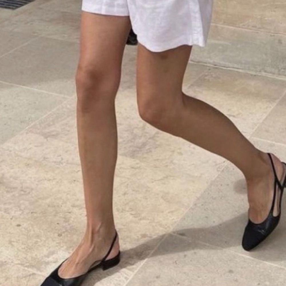 Goatskin Grosgrain Cap Toe CC Slingback Ballerina Flats in Black FR 38 / US 7 - Picture 15 of 15